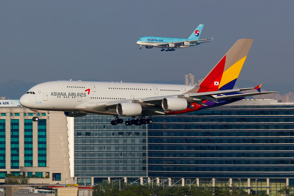 מטוסי A380 של חברות קוריאן אייר ואסיאנה