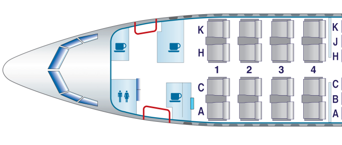 מפת הושבה במחלקת עסקים במטוסי ה-737-800 של אל על. אתר אל על