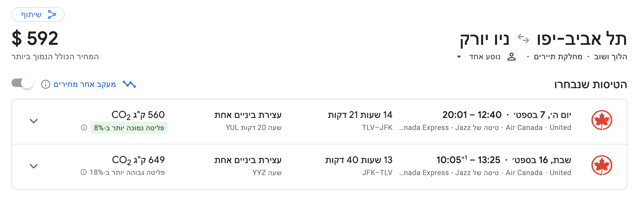 ניו יורק ב-610$, ירידות מחירים לקראת עונת החורף