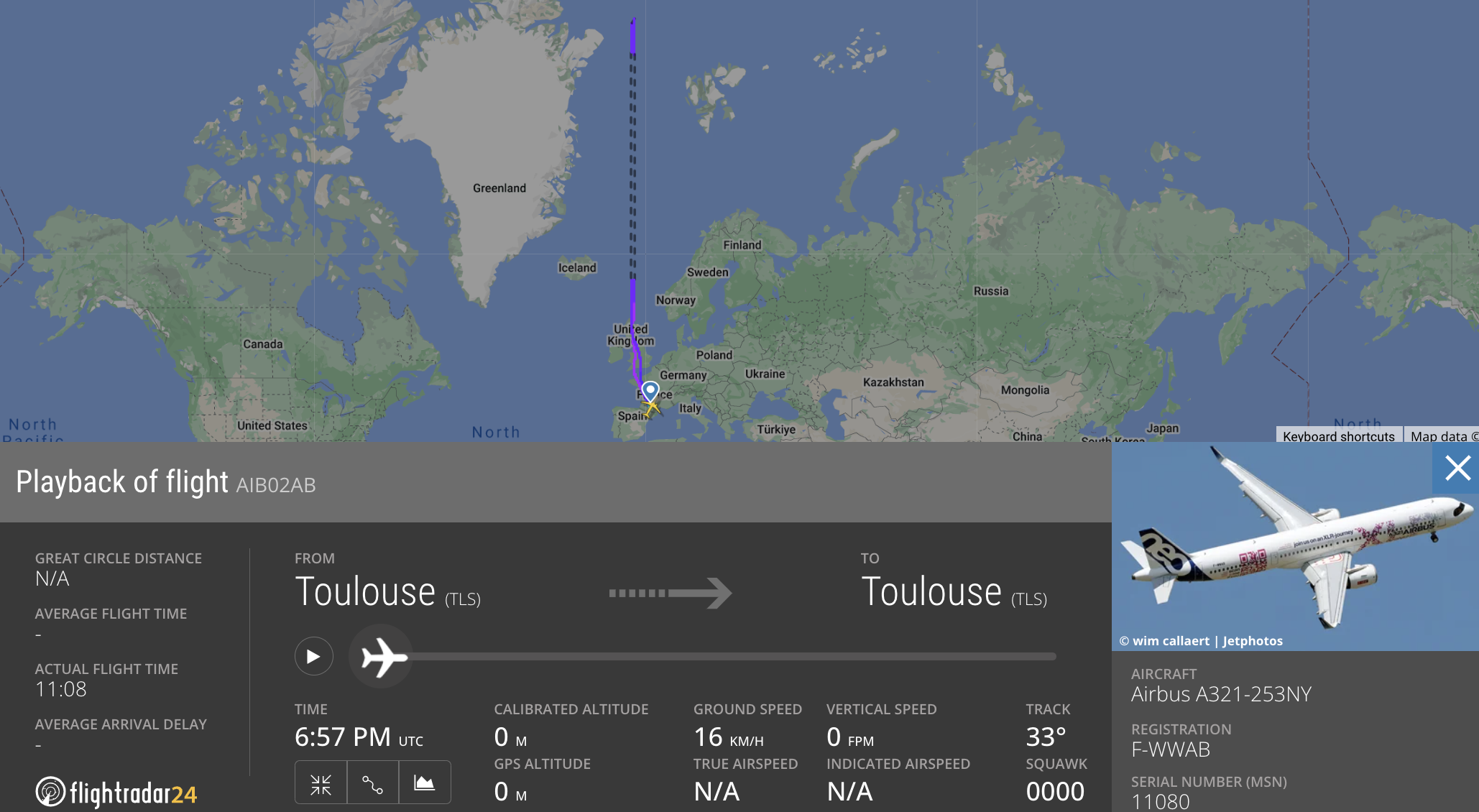 טיסת מבחן של מטוס ה-A321XLR בסמוך לגרינלנד