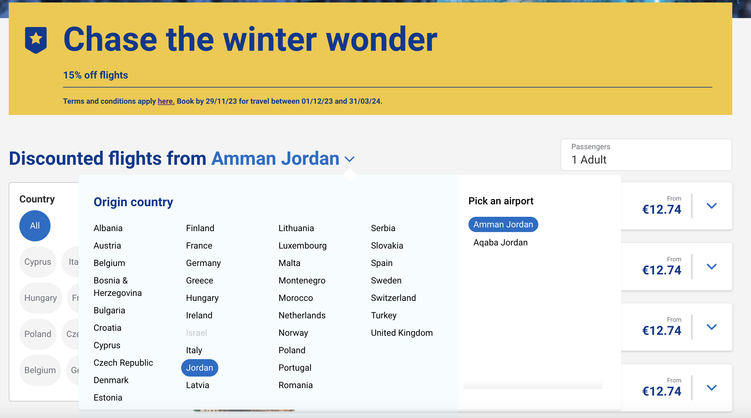 מבצע החורף של ריינאייר, רק לא מישראל