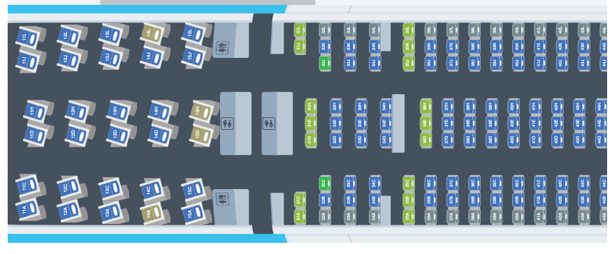 תצורת ההושבה הצפויה במטוס ה-787 החדש של אל על